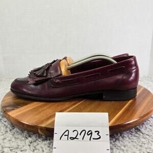 Bally Logan Burgundy Leather Lifestyle Casual Tassel Kiltie Loafer Mens 9.5 M